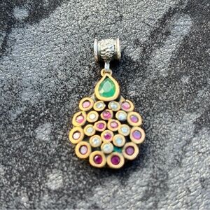 Authentic Turkish Ottoman Style Pendant- .925 Sterling Jade Rubies & Moissanite